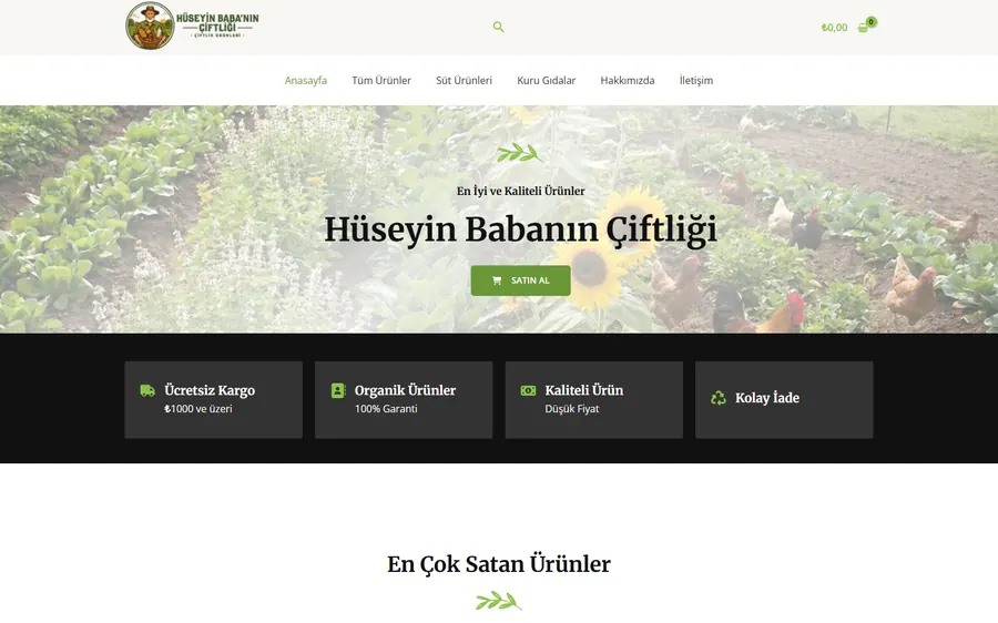Hüseyin Baba'nın Çiftliği web sitesi tasarımı
