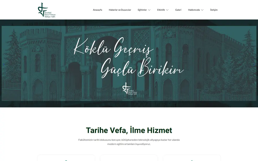 İstanbul Darü'l Fünun İlahiyat Vakfı web sitesi tasarımı