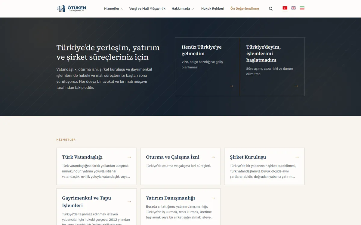 Ötüken Danışmanlık web sitesi tasarımı