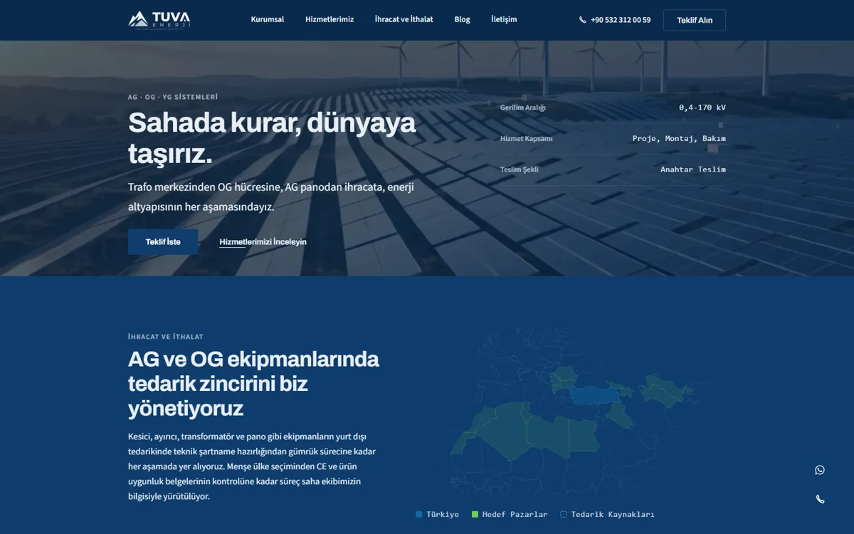 Tuva Enerji web sitesi tasarımı
